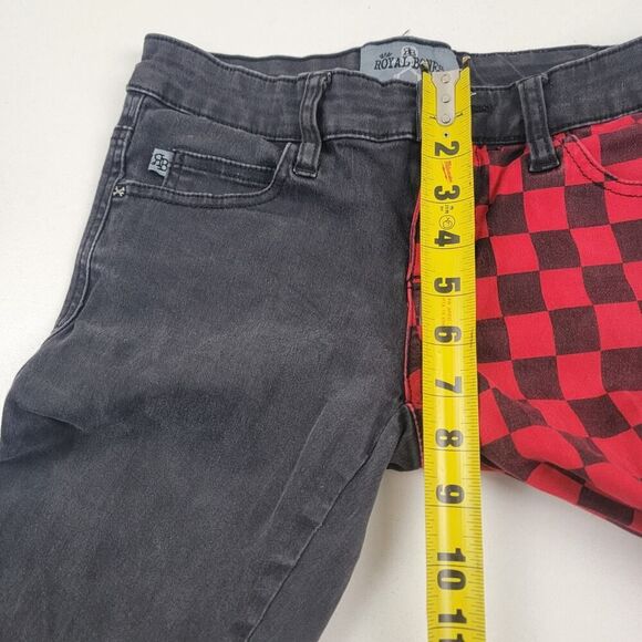 Royal Bones Tripp Skinny Jeans Black Red Buffalo Check Split Goth Women's Small - Picture 10 of 11
